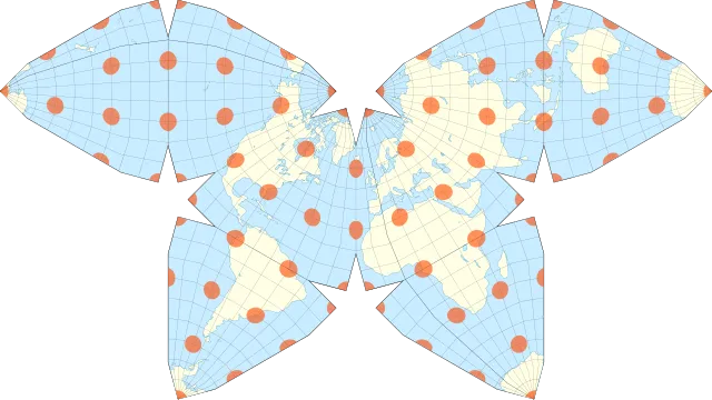 A Waterman map with Tissot’s indicies overlaid