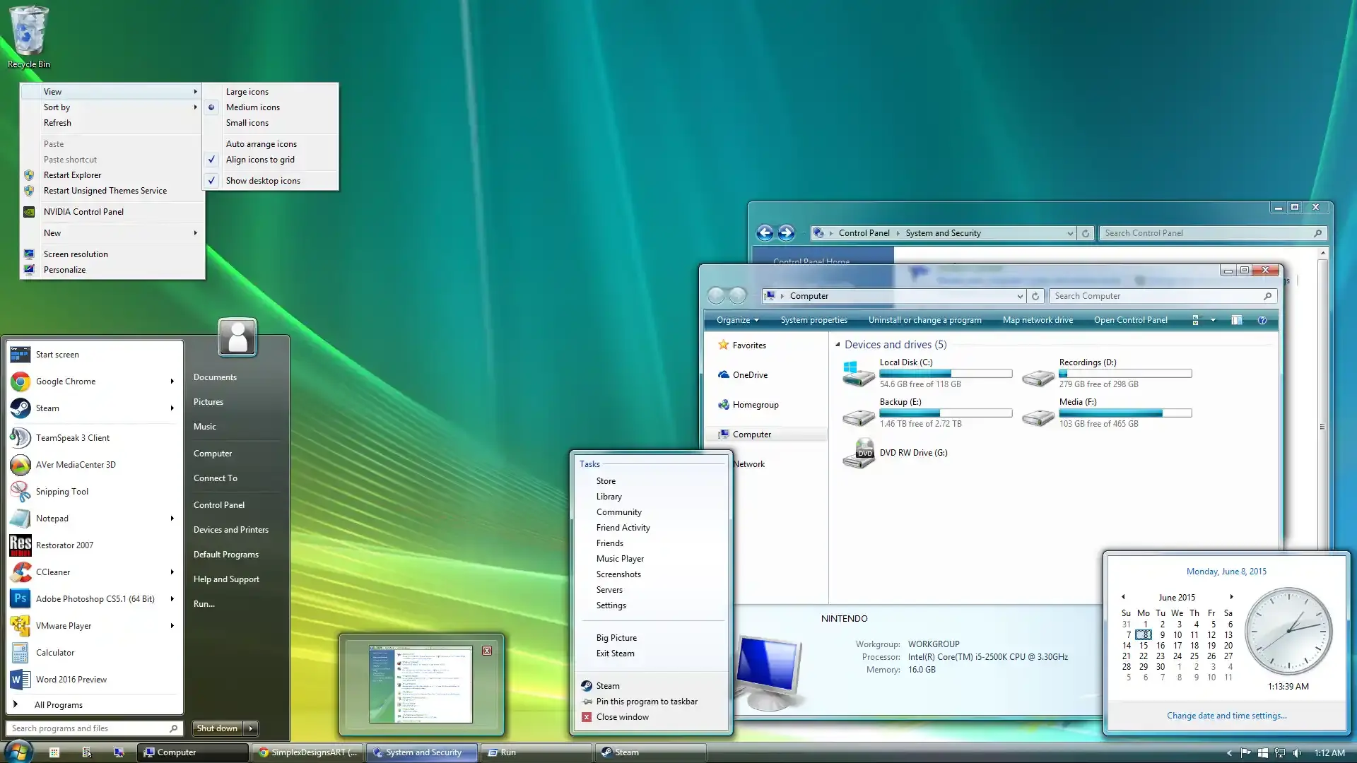 Windows Aero’s glassmorphic interface, featuring transparent blurred backgrounds